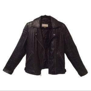 Michael Kors Genuine Leather Moto Jacket Black
